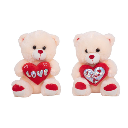 Ronis Red Heart Plush Bear 25cm 2 Asstd