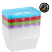 Ronis Reusable Food Container Coloured Lids 1L 20pk
