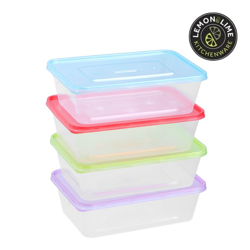 Ronis Reusable Food Container Coloured Lids 750ml 20pk