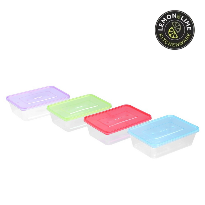 Ronis Reusable Food Container Coloured Lids 750ml 20pk