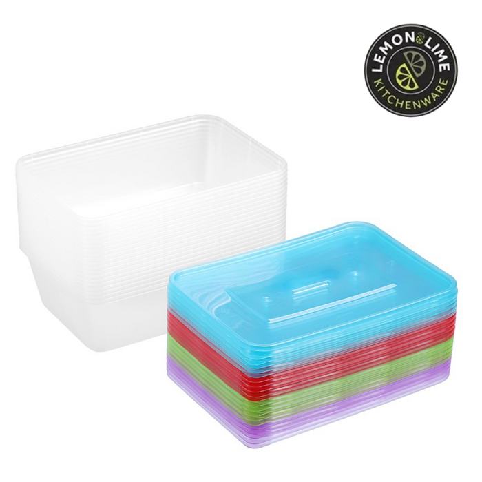 Ronis Reusable Food Container Coloured Lids 750ml 20pk