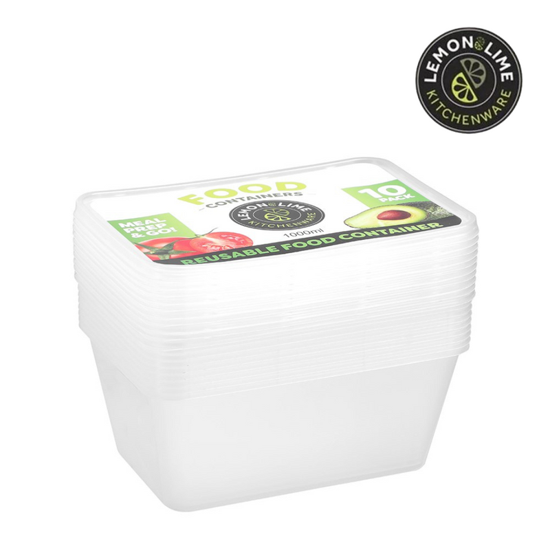 Ronis Reusable Food Container Rectangle 1L 10pk