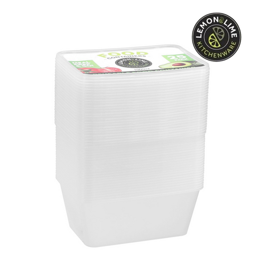 Ronis Reusable Food Container Rectangle 1L Value 25pk