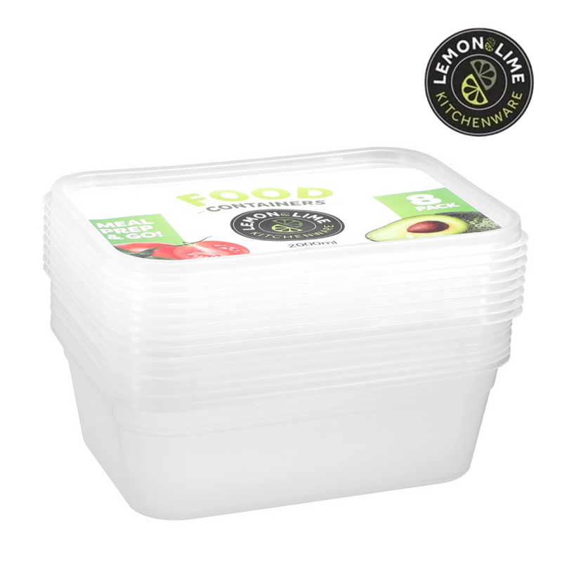 Ronis Reusable Food Container Rectangle 2L 8pk