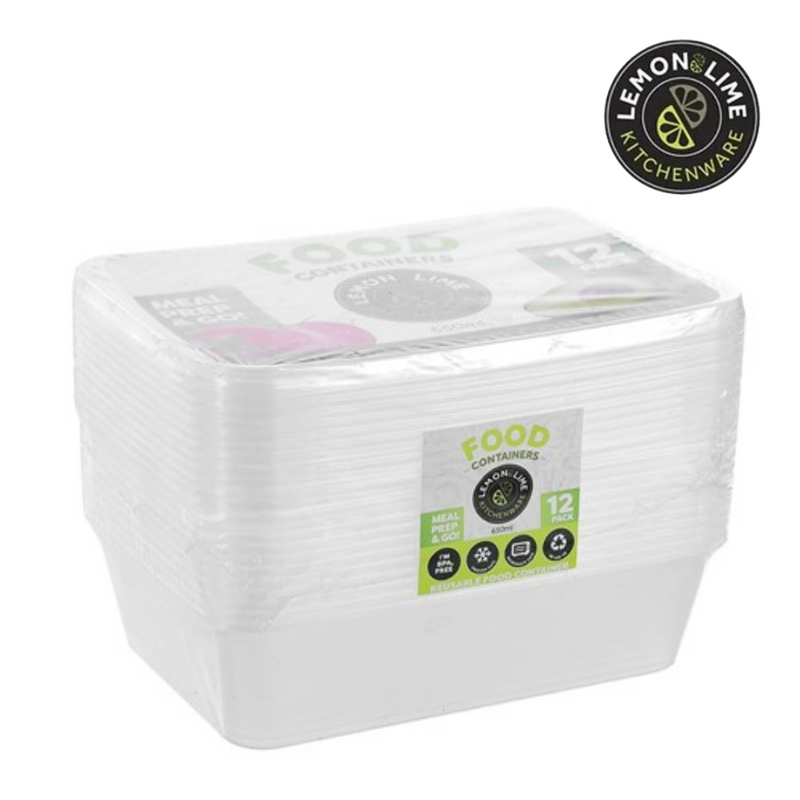 Ronis Reusable Food Container Rectangle 650ml 12pk