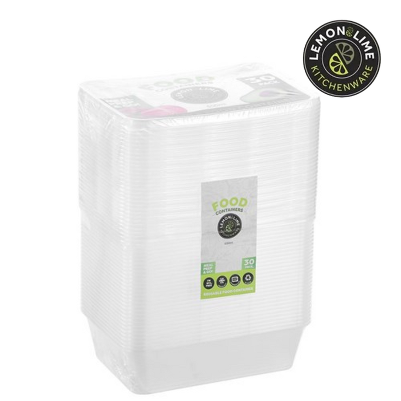 Ronis Reusable Food Container Rectangle 650ml Value 30pk