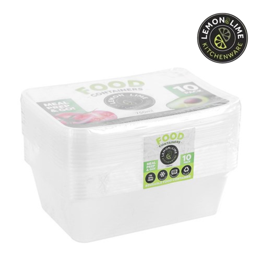 Reusable Produce Containers Reusable Food Container Rectangle 750ml 10pk Lemon and Lime — Ronis