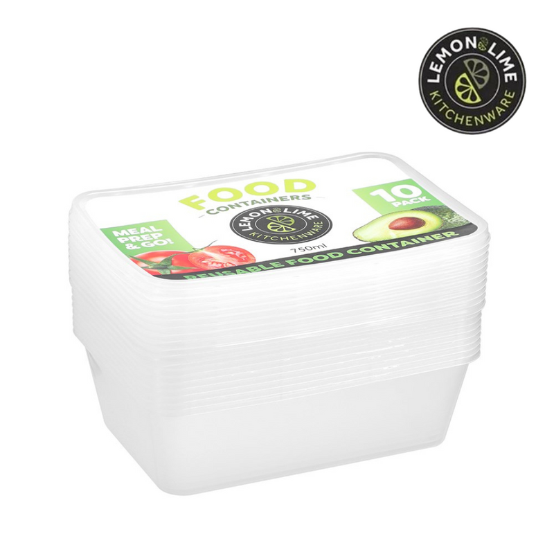 Ronis Reusable Food Container Rectangle 750ml 10pk