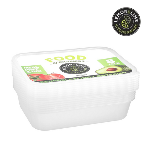 Ronis Reusable Food Container Rectangle 950ml 8pk
