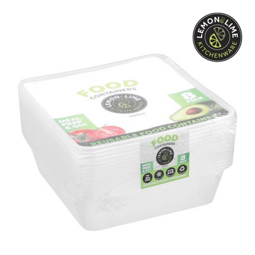 Ronis Reusable Food Container Square 950ml 8pk