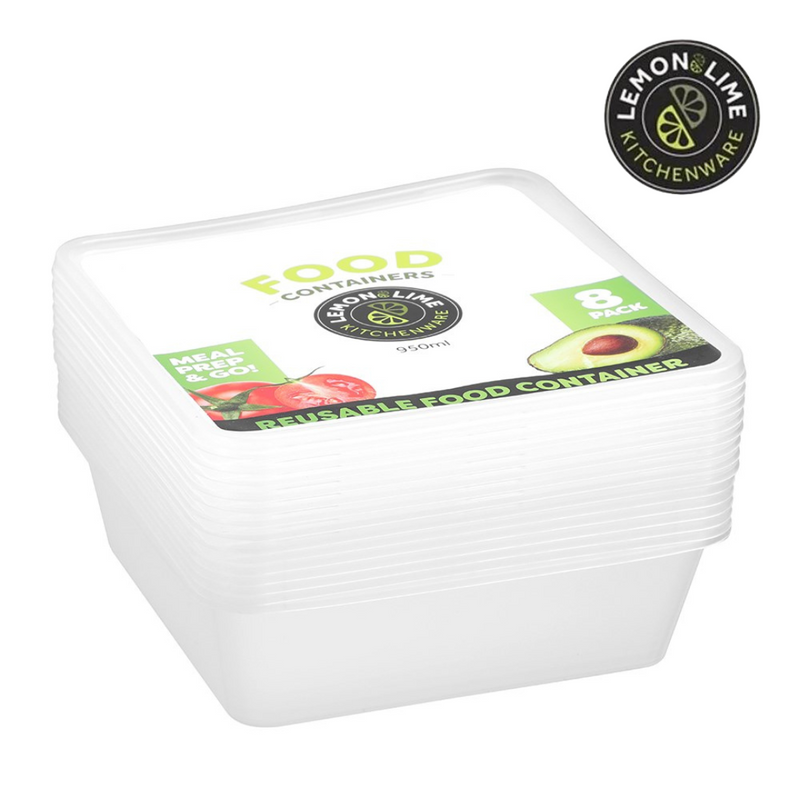 Ronis Reusable Food Container Square 950ml 8pk