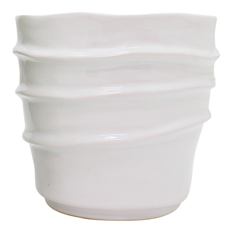 Ronis Ribbed Planter 13x13cm White