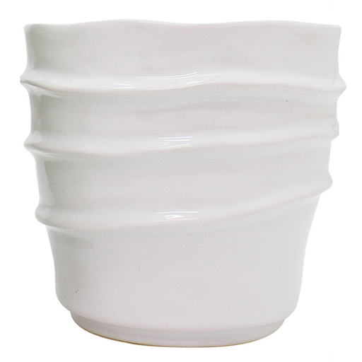 Ronis Ribbed Planter 13x13cm White