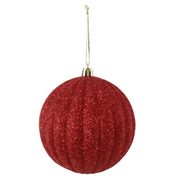 Ronis Ribbed Bauble Glitter 10cm Assorted