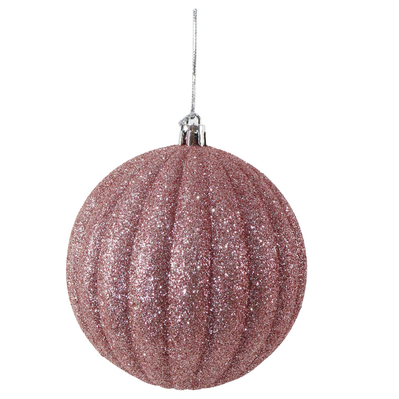 Ronis Ribbed Bauble Glitter 10cm Assorted
