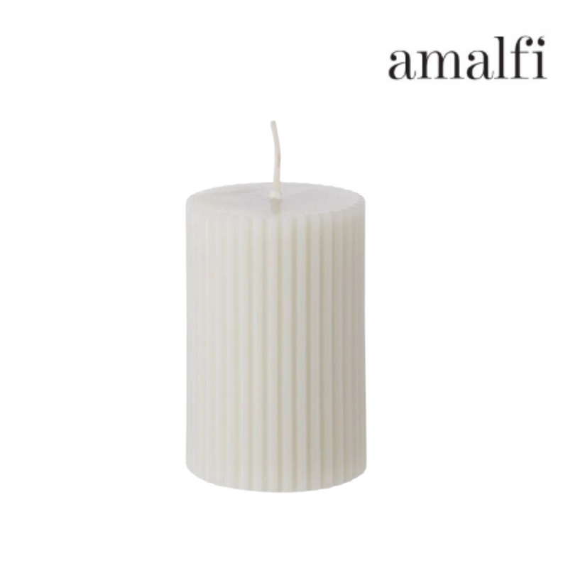 Ronis Ribbed Pillar Candle Persimmon 5x7.5cm Antique White