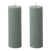 Ronis Ribbed Pillar Candle S/2 Pineapple/Coconut 15cm 5x5x15cm Iguana
