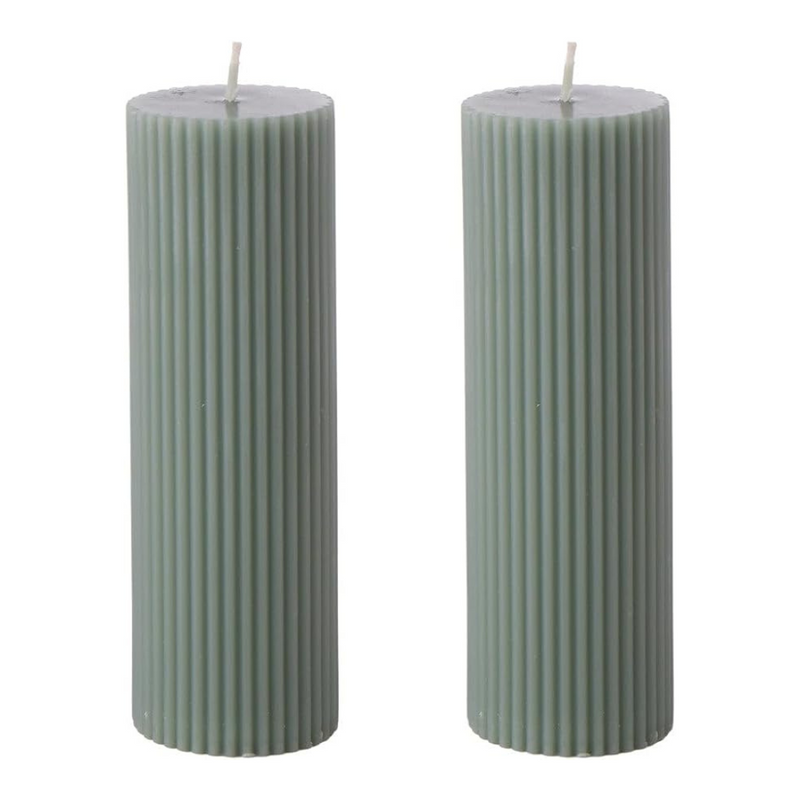 Ronis Ribbed Pillar Candle S/2 Pineapple/Coconut 15cm 5x5x15cm Iguana