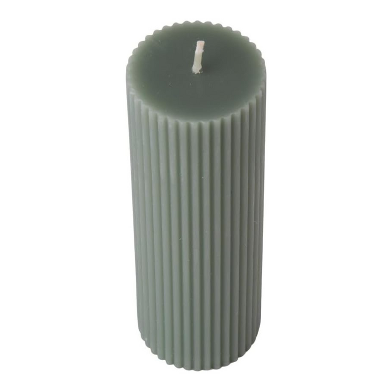 Ronis Ribbed Pillar Candle S/2 Pineapple/Coconut 15cm 5x5x15cm Iguana