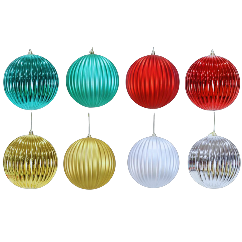 Ribbed Shiny Matte Bauble 15cm