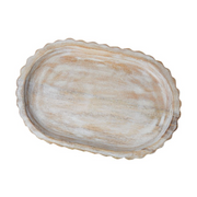 Ronis Ribbed Wood Decorative Tray 30x20x3cm White