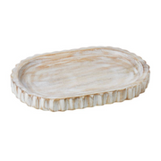 Ronis Ribbed Wood Decorative Tray 30x20x3cm White