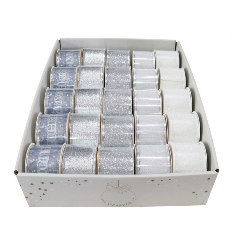 Ronis Ribbon 50mm x 2.7m Silver-White 5 Asstd