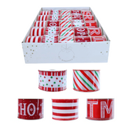 Assorted Christmas ribbon with candy cane designs – 5x270cm festive red, white, and green patterns
