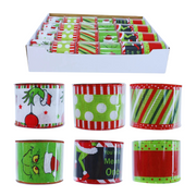 Assorted green Christmas ribbons, 6cm wide and 270cm long – ideal for crafts and gift wrapping