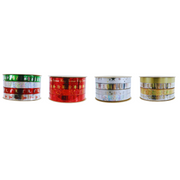Assorted foil ribbon spools with festive mix designs, 50cm each
