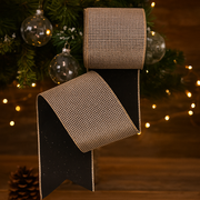 Black ribbon with champagne glitter 10cm x 10m for Christmas and event decorating