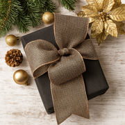 Black ribbon with champagne glitter 10cm x 10m for Christmas and event decorating