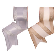 Assorted ribbon with matching glitter edging 10x1000cm roll for gift wrapping and decorations