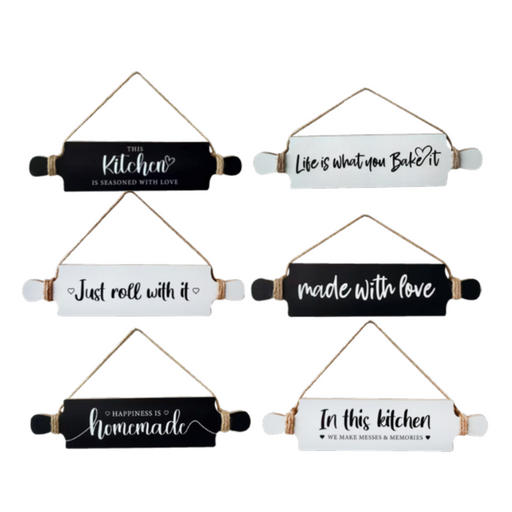 Ronis Rolling Pins Kitchen Wooden Signs 33x7x0.6cm Assorted