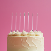 Ronis Silver Double Dipped Cake Candles 15cm White 12pk