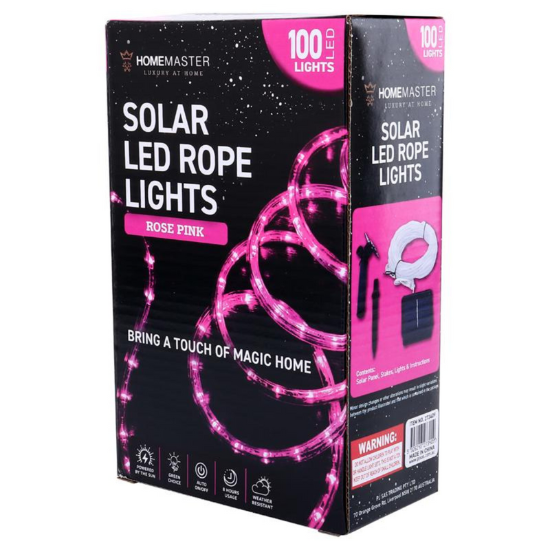 Ronis Rope Light Solar 100 LED 1200cm Pink 8 Functions