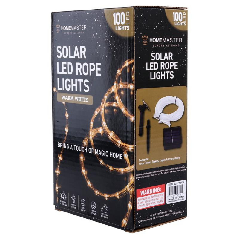 Ronis Rope Light Solar 100 LED 1200cm Warm White 8 Functions