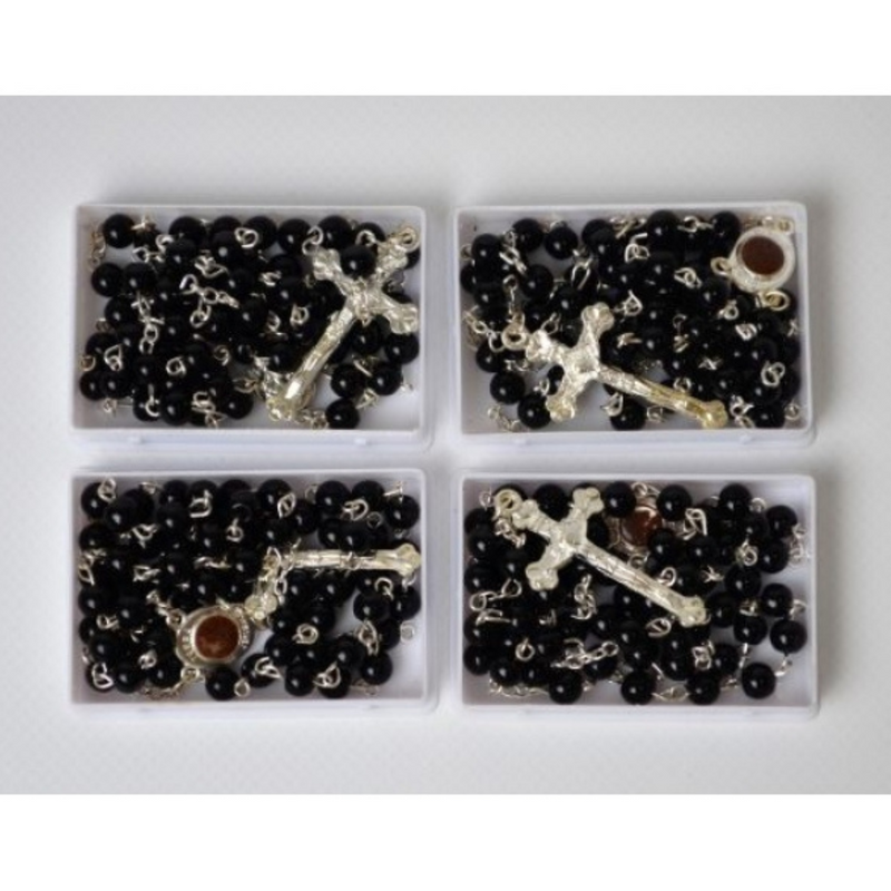Ronis Rosary Black & Silver 50cm