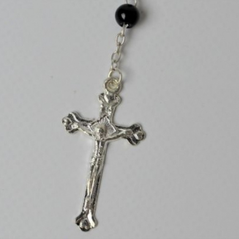 Ronis Rosary Black & Silver 50cm