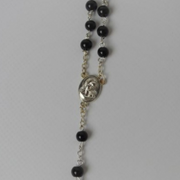 Ronis Rosary Black & Silver 50cm