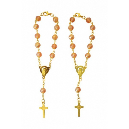 Ronis Rosary Crystal Hand Chain Gold & Brown 16cm 2 Asstd