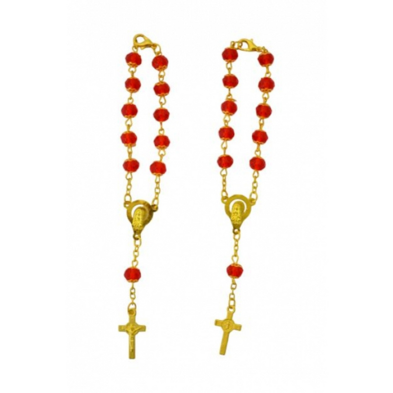 Ronis Rosary Crystal Hand Chain Gold & Red 16cm 2 Asstd
