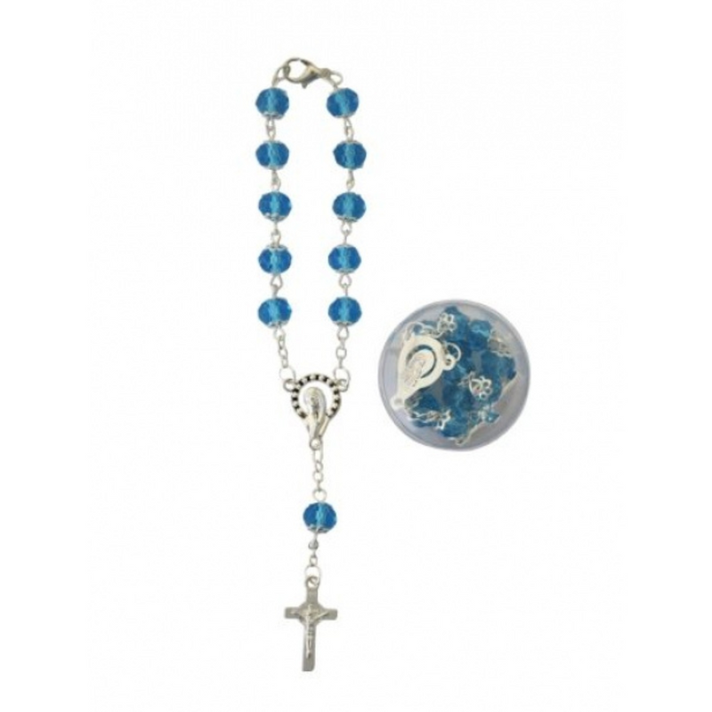 Ronis Rosary Crystal Hand Chain Silver & Blue 16cm 2 Asstd