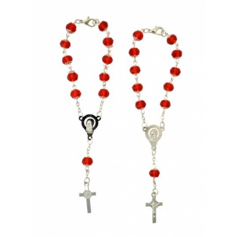 Ronis Rosary Crystal Hand Chain Silver & Red 16cm 2 Asstd