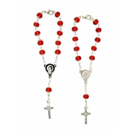 Ronis Rosary Crystal Hand Chain Silver & Red 16cm 2 Asstd