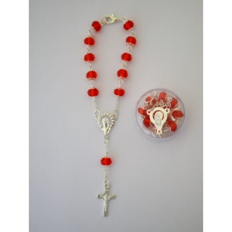 Ronis Rosary Crystal Hand Chain Silver & Red 16cm 2 Asstd