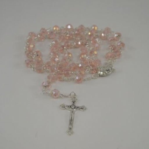Ronis Rosary Pink & Silver 55cm