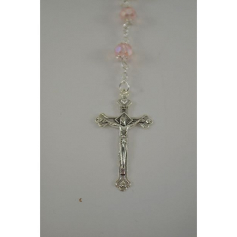 Ronis Rosary Pink & Silver 55cm