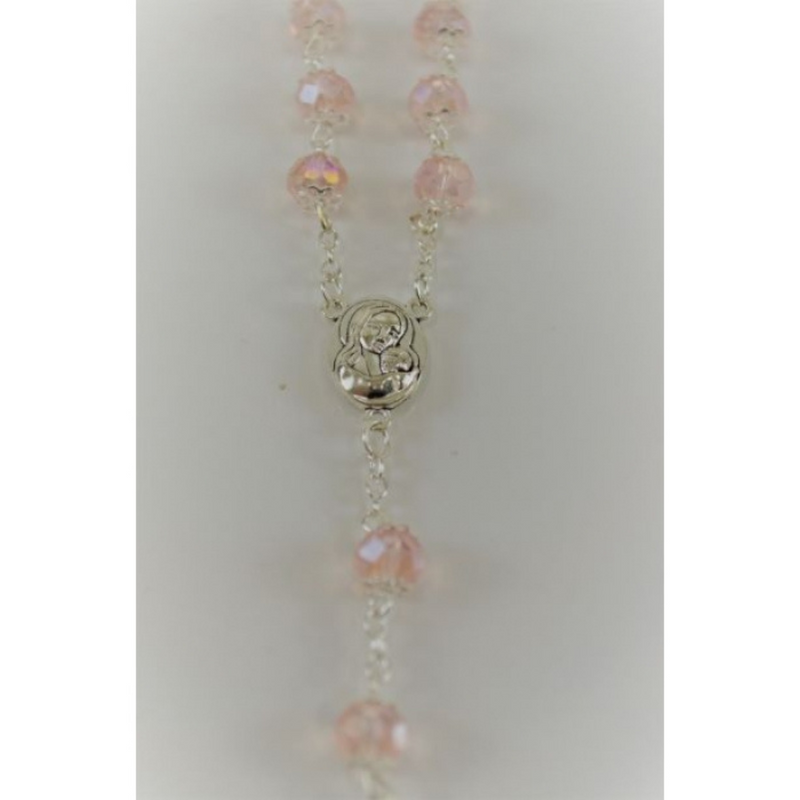 Ronis Rosary Pink & Silver 55cm