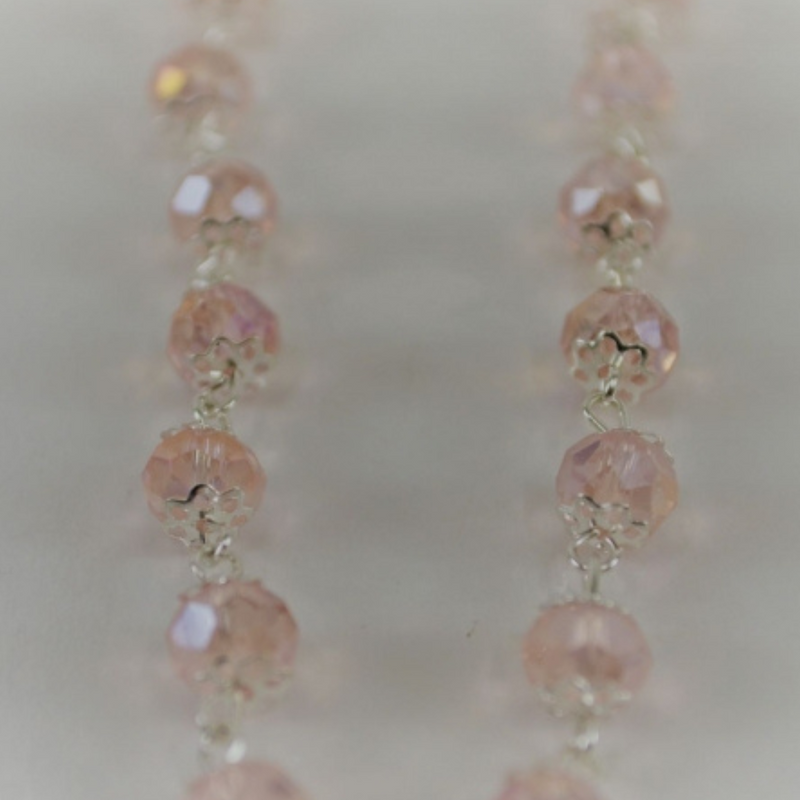 Ronis Rosary Pink & Silver 55cm